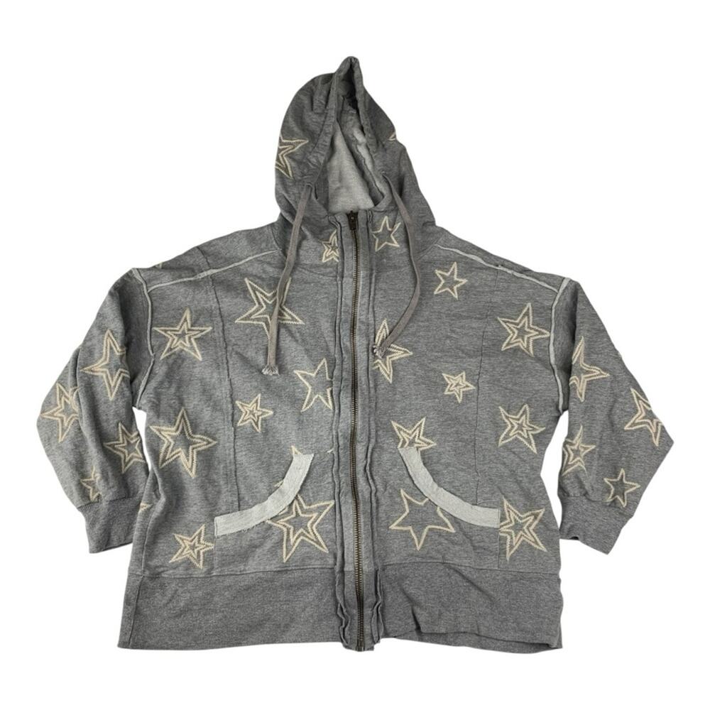 Kyla Seo women's XL Gray Star Hoodie distressed oversized sweatshirt